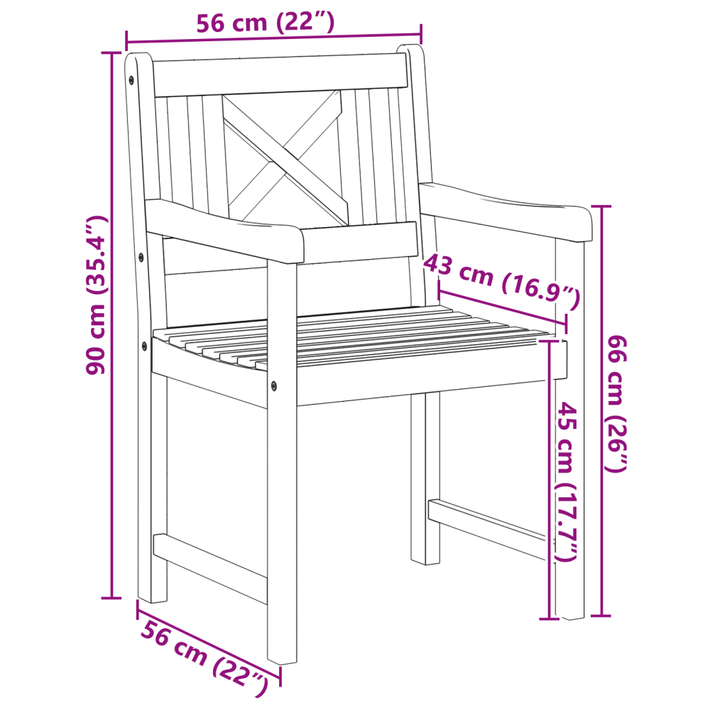 Produktbild för Trädgårdsstolar 4 pcs Naturlig Massivt Akaciaträ