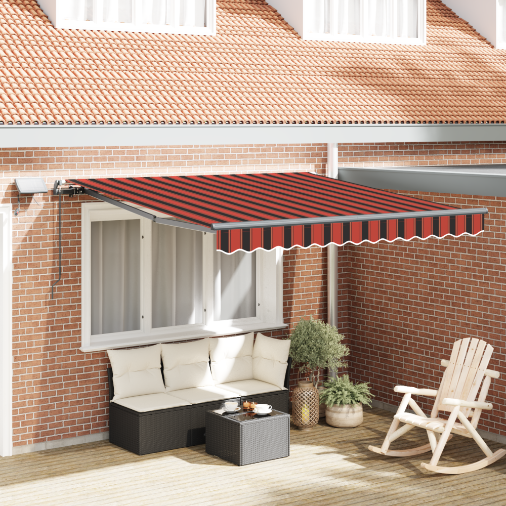 Produktbild för Utdragbar markis orange och brun 300 x 250 cm Duk och Aluminium