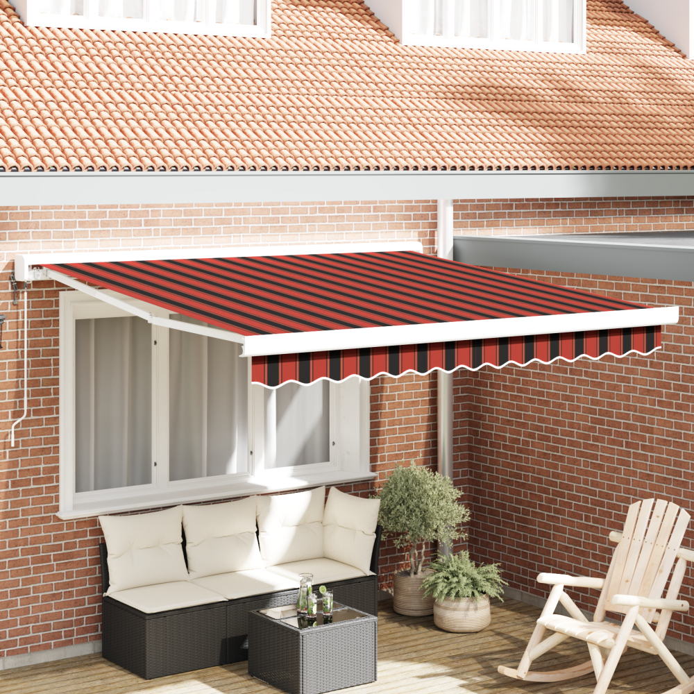 Produktbild för Utdragbar markis Orange och Brunt 300 x 250 cm Tyg och Metall