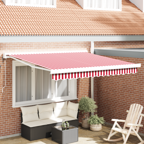 vidaXL Utdragbar markis Röd och Vit 300 x 250 x 165 cm Tyg och Metall