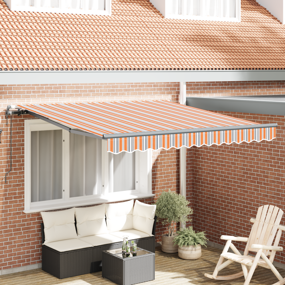 Produktbild för Utdragbar markis Flerfärgsdesign 300 x 250 cm Duk och Aluminium