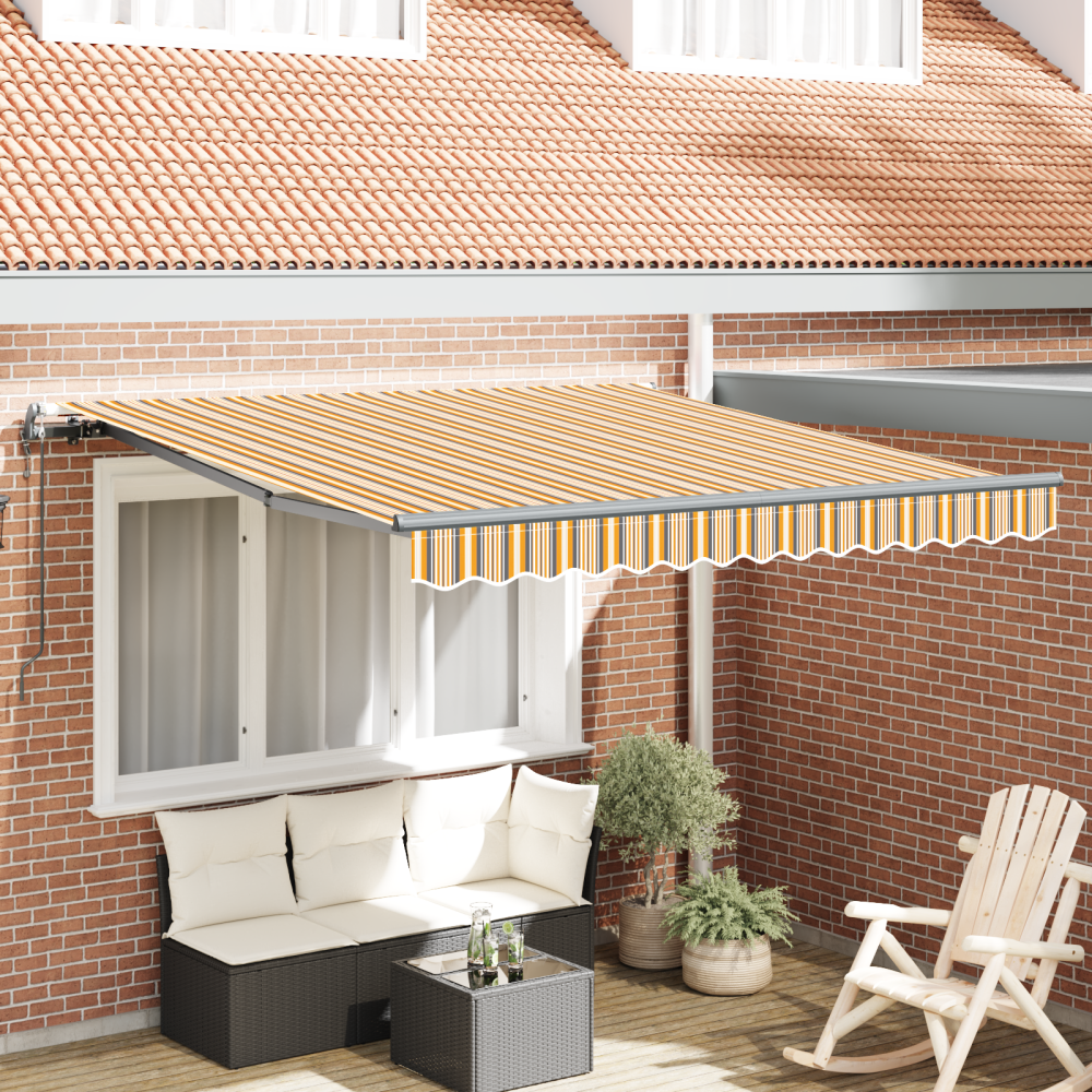 Produktbild för Utdragbar markis Flerfärgsdesign 300 x 250 cm Duk och Aluminium