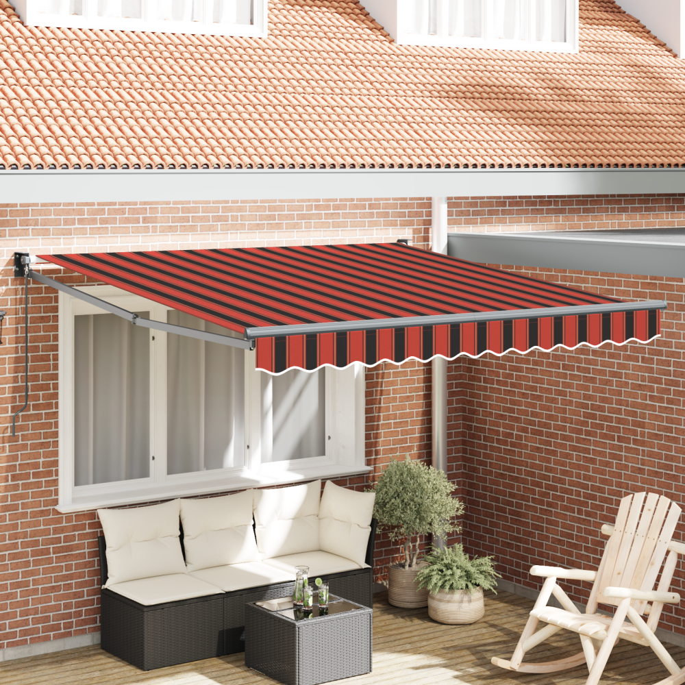 Produktbild för Utdragbar markis Röd och Svart 350 x 250 x 165 cm