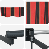Produktbild för Utdragbar markis Röd och Svart 350 x 250 x 165 cm