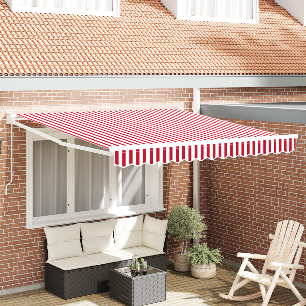 Produktbild för Utdragbar markis Röd och Vit 350 x 250 cm
