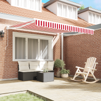 Produktbild för Utdragbar markis Röd och Vit 350 x 250 cm
