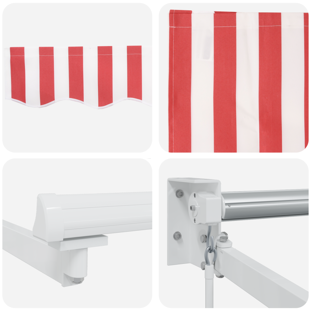 Produktbild för Utdragbar markis Röd och Vit 350 x 250 cm
