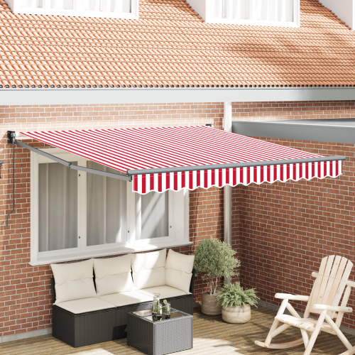 vidaXL Utdragbar markis Röd och Vit 350 x 250 cm