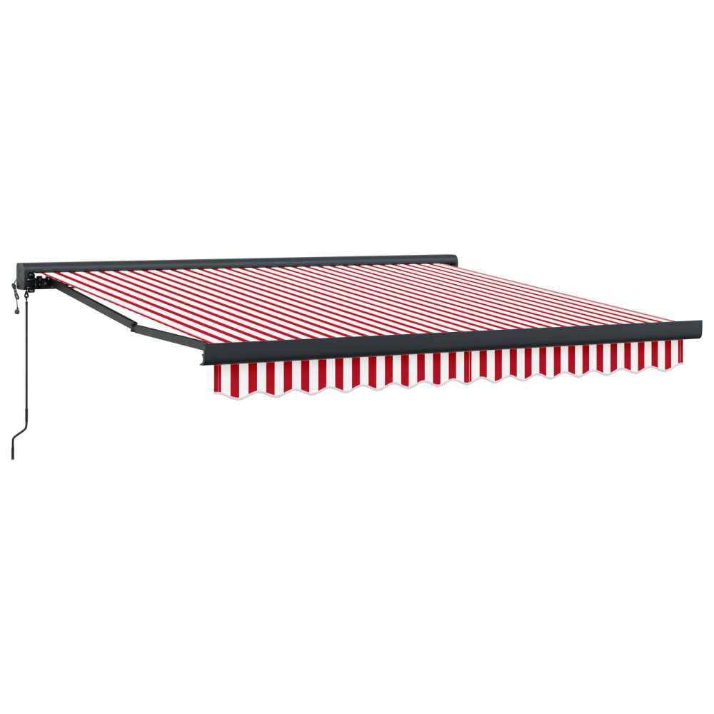 Produktbild för Utdragbar markis Röd och Vit 350 x 250 x 165 cm Tyg och Metall