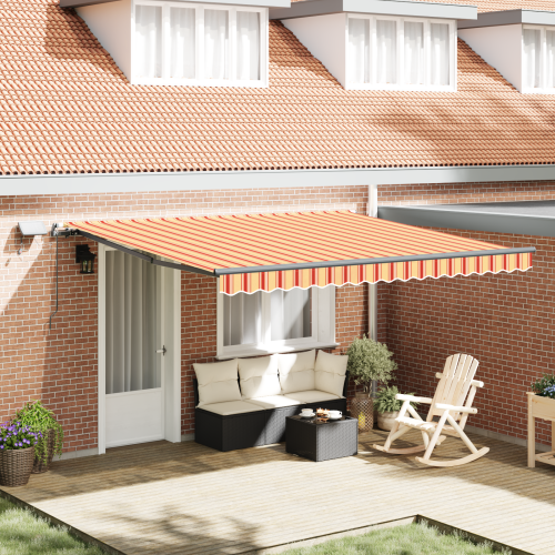 vidaXL Utdragbar markis Gul och Orange 400 × 300 cm Duk och Aluminium