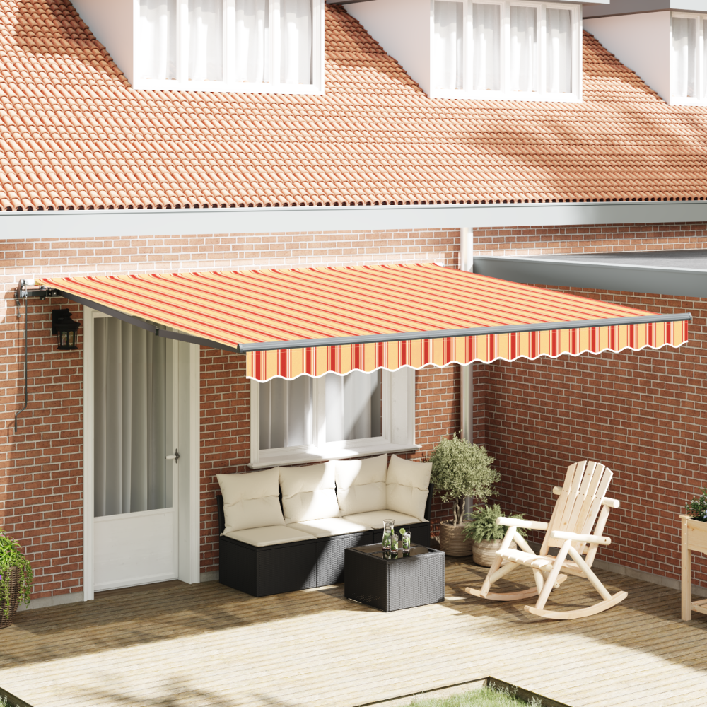 Produktbild för Utdragbar markis Gul och Orange 400 × 300 cm Duk och Aluminium