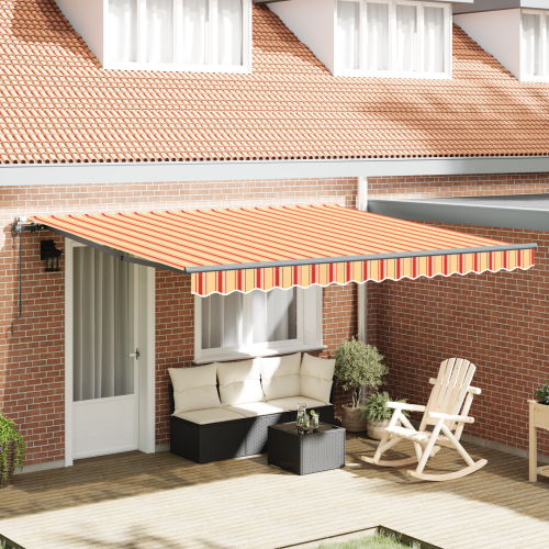 vidaXL Utdragbar markis Gul och Orange 400 × 300 cm Duk och Aluminium
