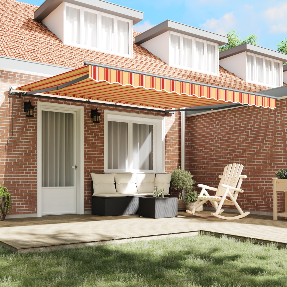 Produktbild för Utdragbar markis Gul och Orange 400 × 300 cm Duk och Aluminium