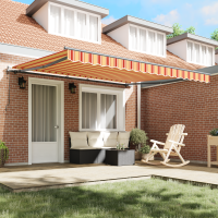 Produktbild för Utdragbar markis Gul och Orange 400 × 300 cm Duk och Aluminium
