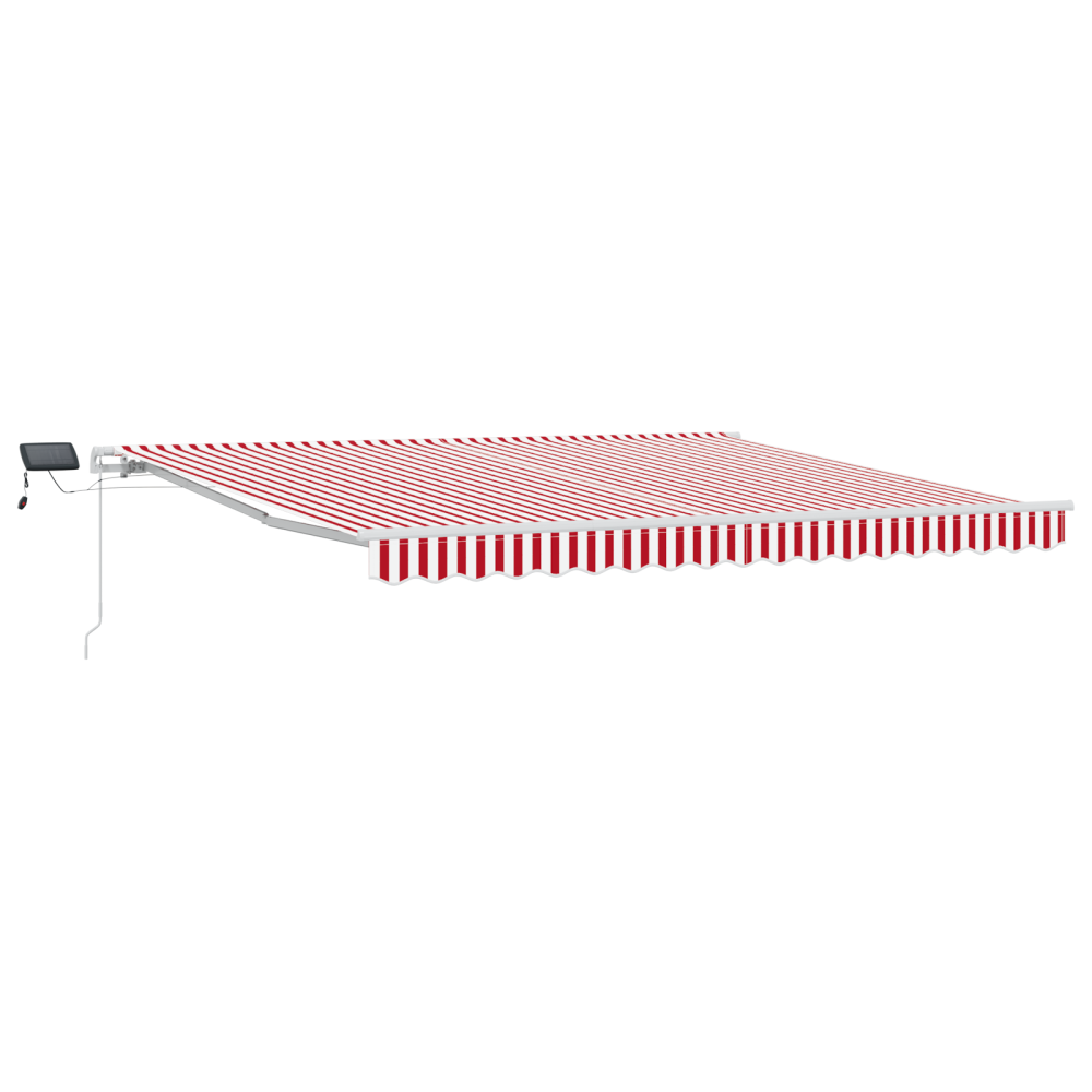 Produktbild för Utdragbar markis Röd och Vit 400 × 300 cm Duk och Aluminium