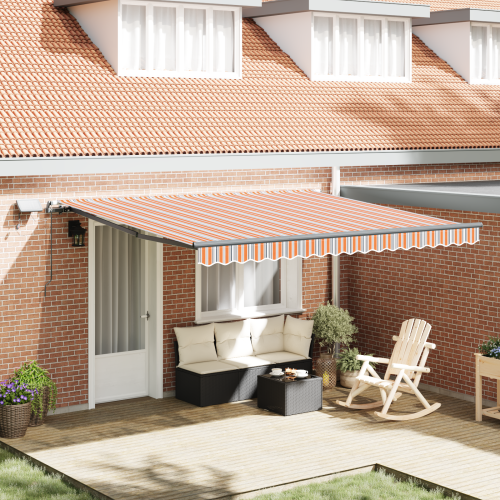vidaXL Utdragbar markis Flerfärgsdesign 400 × 300 cm Duk och Aluminium