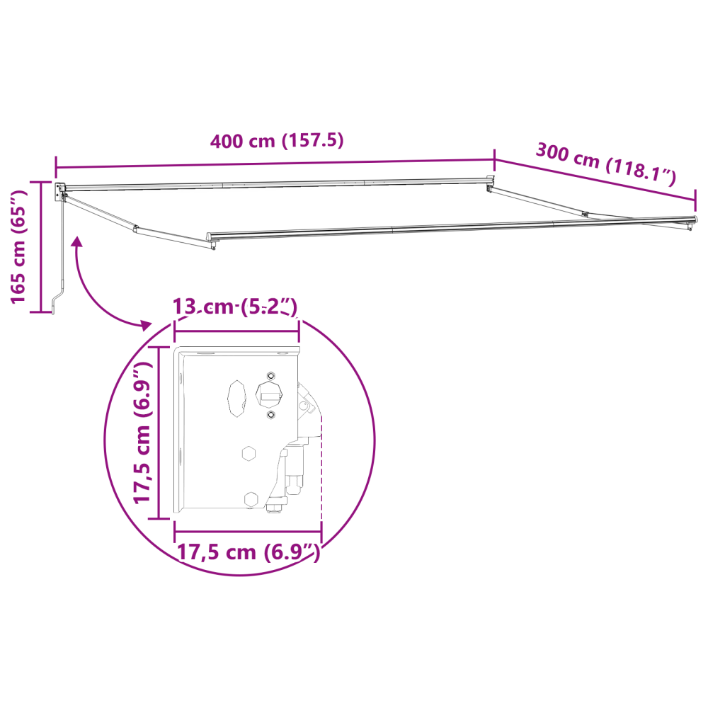 Produktbild för Utdragbar markis Flerfärgsdesign 400 × 300 cm