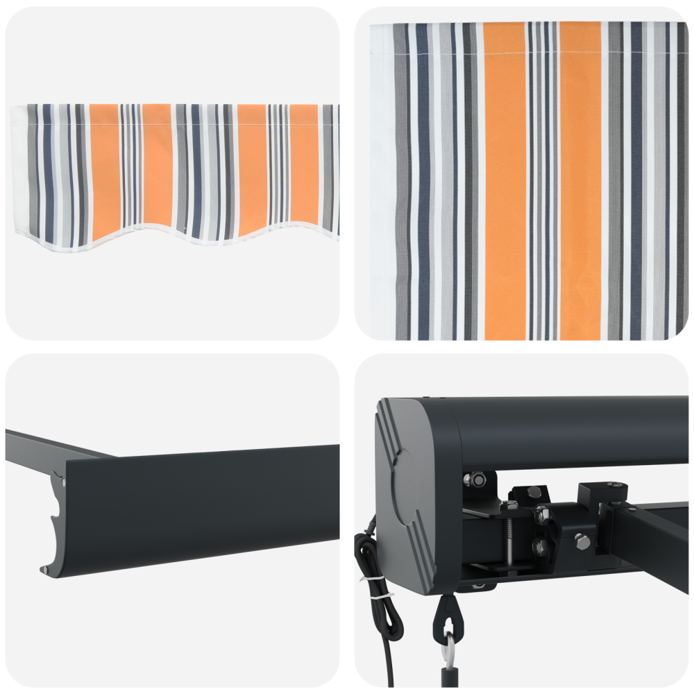 Produktbild för Utdragbar markis Flerfärgsdesign 400 × 300 cm Tyg och Metall