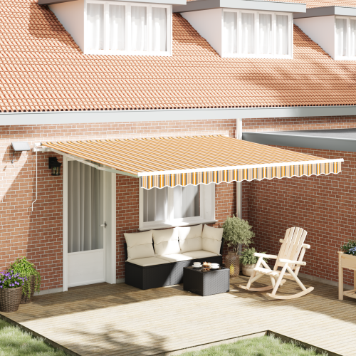 vidaXL Utdragbar markis Flerfärgsdesign 400 × 300 cm Duk och Aluminium
