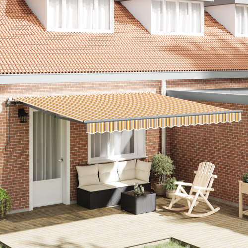 vidaXL Utdragbar markis Flerfärgsdesign 400 × 300 cm Duk och Aluminium
