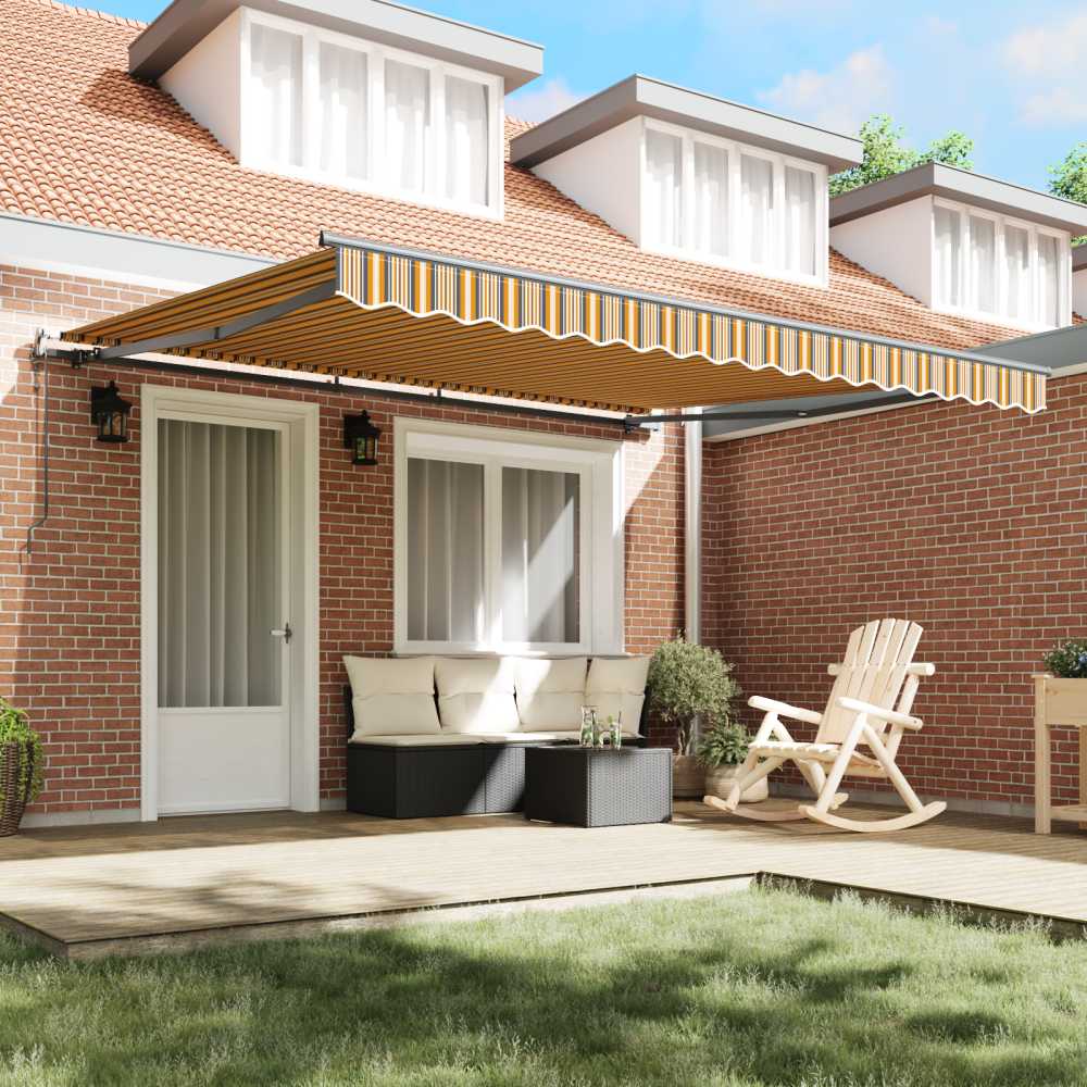 Produktbild för Utdragbar markis Flerfärgsdesign 400 × 300 cm Duk och Aluminium