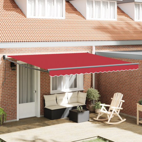 vidaXL Utdragbar markis Röd 400 × 300 cm 100% Polyester och Aluminium