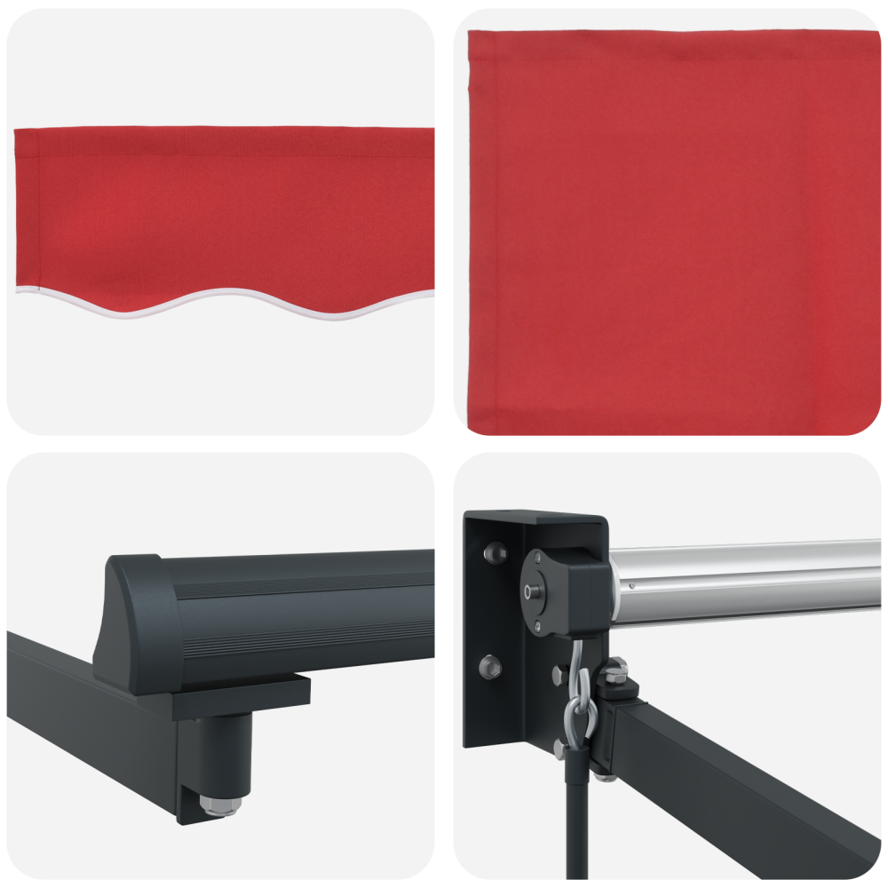 Produktbild för Utdragbar markis Röd 400 × 300 cm 100% Polyester och Aluminium
