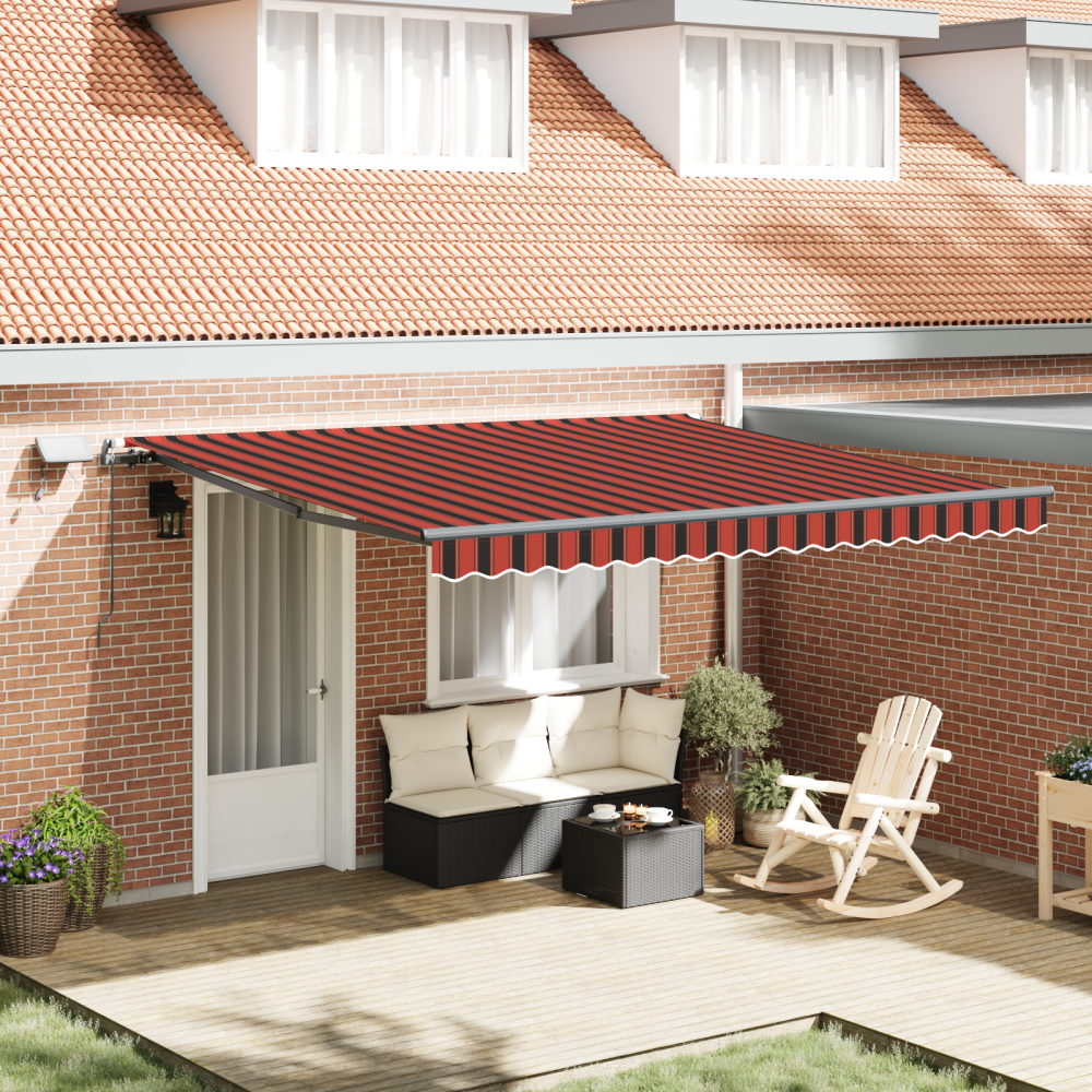 Produktbild för Utdragbar markis orange och brun 400 × 350 cm Duk och Aluminium