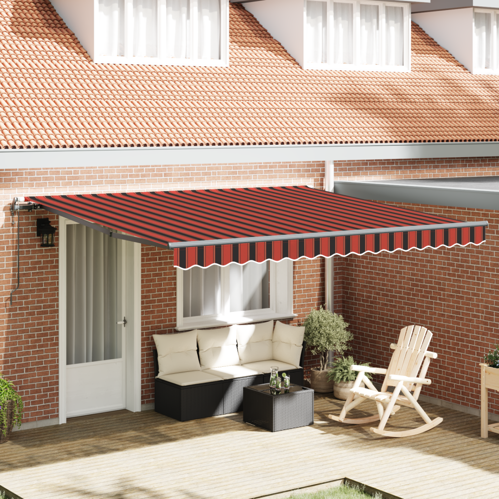 Produktbild för Utdragbar markis orange och brun 400 × 350 cm Duk och Aluminium