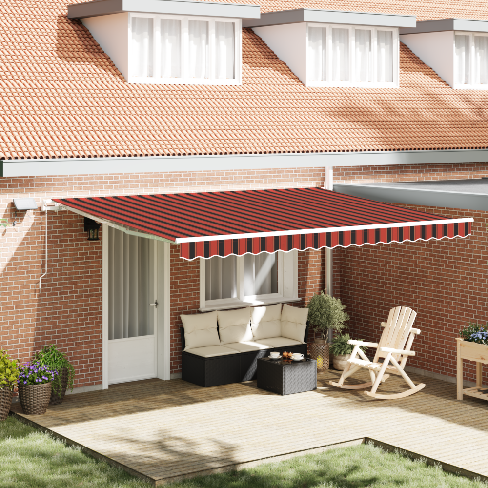Produktbild för Utdragbar markis orange och brun 450 × 300 cm Duk och Aluminium