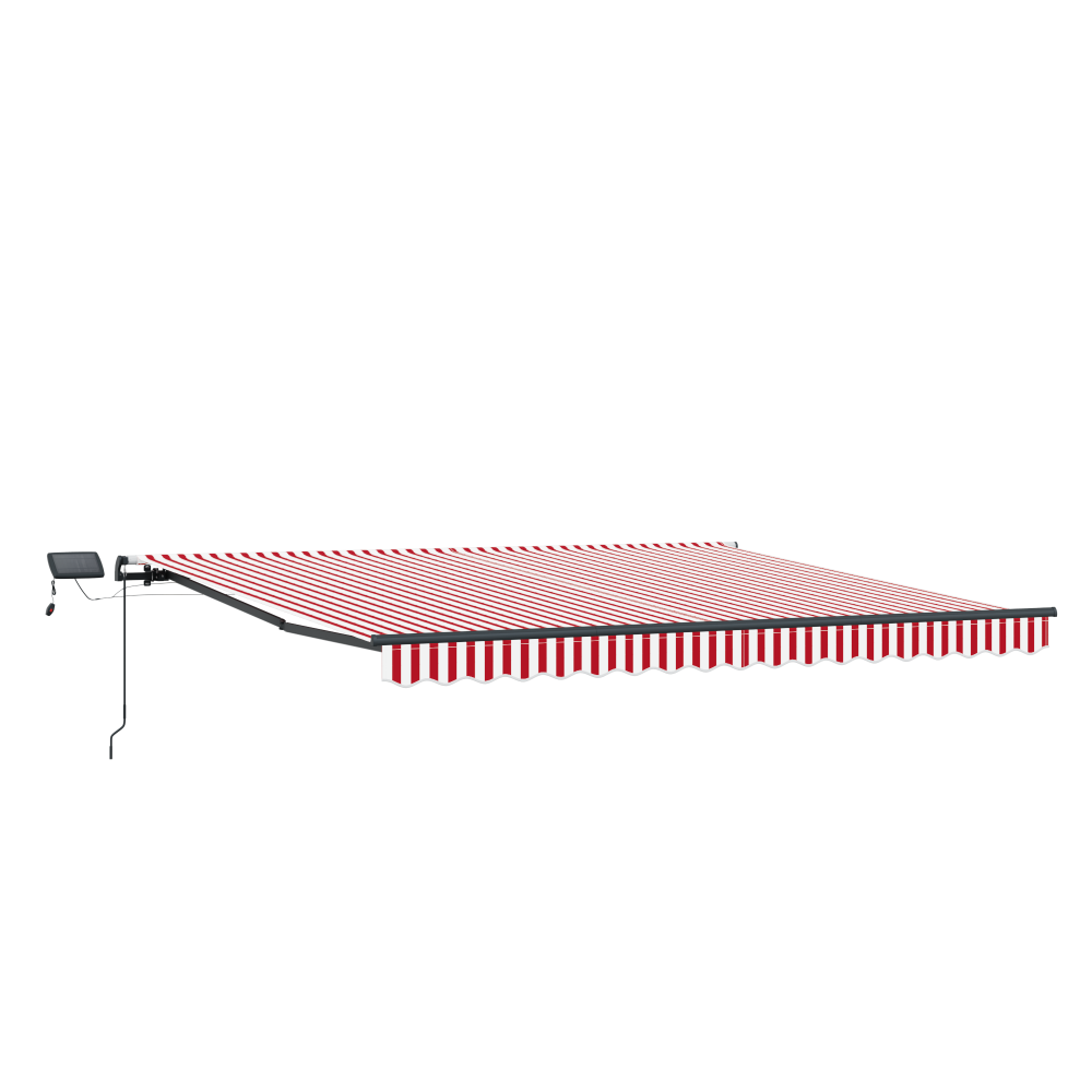 Produktbild för Utdragbar markis Röd och Vit 450 × 300 cm Duk och Aluminium
