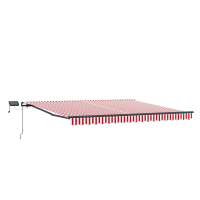 Produktbild för Utdragbar markis Röd och Vit 450 × 300 cm Duk och Aluminium