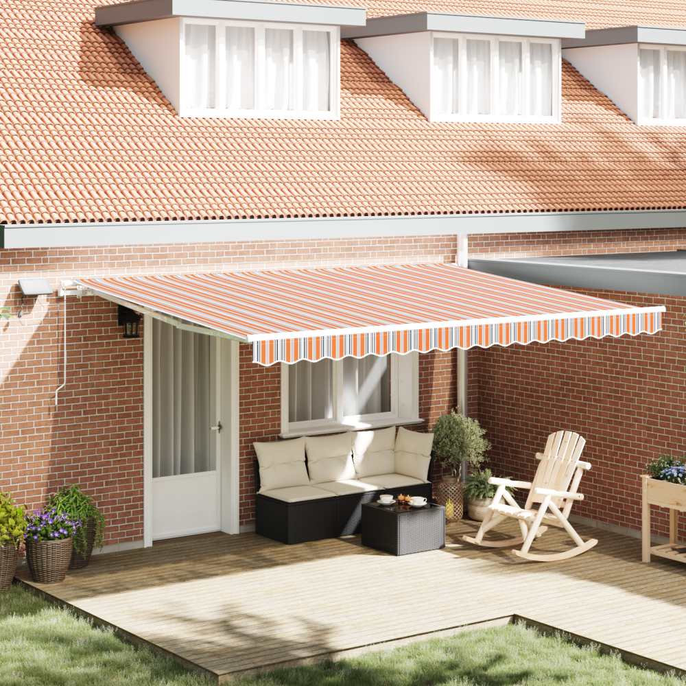 Produktbild för Utdragbar markis Flerfärgsdesign 450 × 300 cm Duk och Aluminium