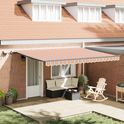 vidaXL Utdragbar markis Flerfärgsdesign 450 × 300 cm Duk och Aluminium
