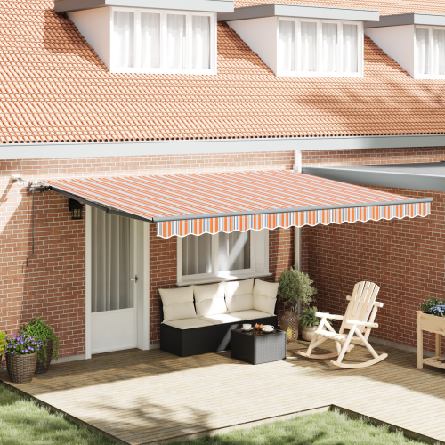 vidaXL Utdragbar markis Flerfärgsdesign 450 × 300 cm Polyester