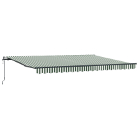 Produktbild för Utdragbar markis Grön och Vit 450 × 300 cm Duk och Aluminium