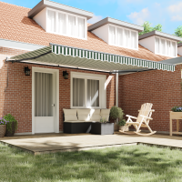 Produktbild för Utdragbar markis Grön och Vit 450 × 300 cm Duk och Aluminium