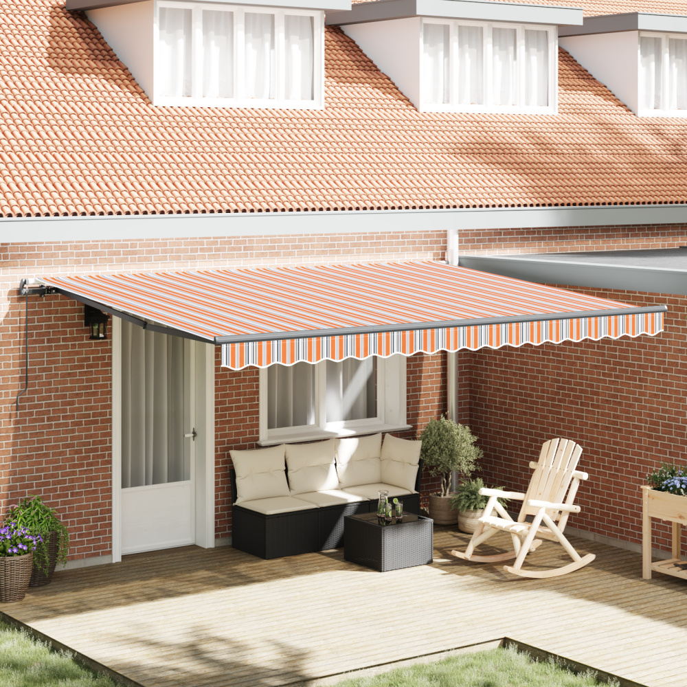 Produktbild för Utdragbar markis Flerfärgsdesign 450 × 350 cm