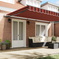 Produktbild för Utdragbar markis orange och brun 500 × 300 cm Duk och Aluminium