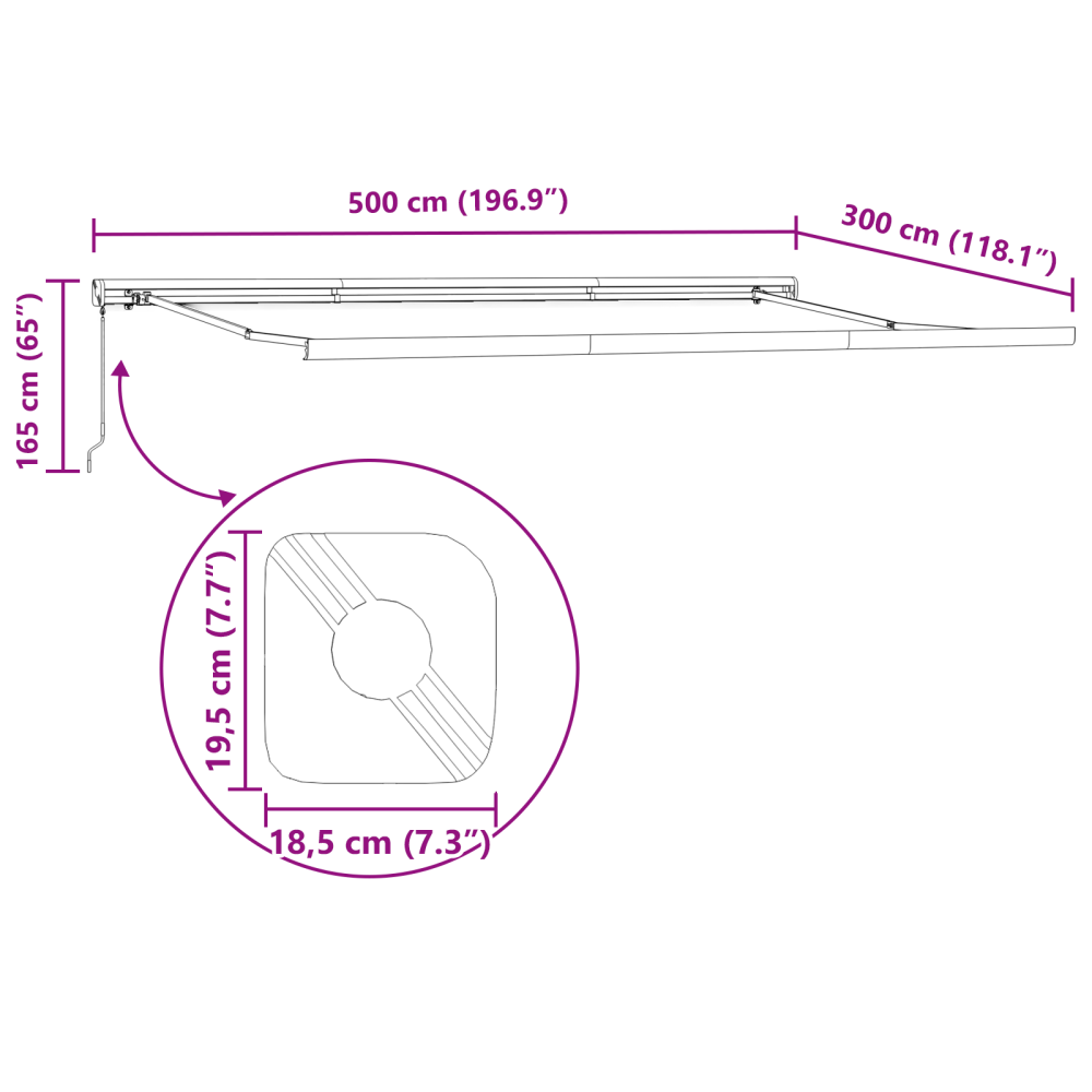 Produktbild för Utdragbar markis Röd och Svart 500 × 300 cm