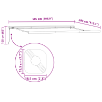 Produktbild för Utdragbar markis Röd och Svart 500 × 300 cm