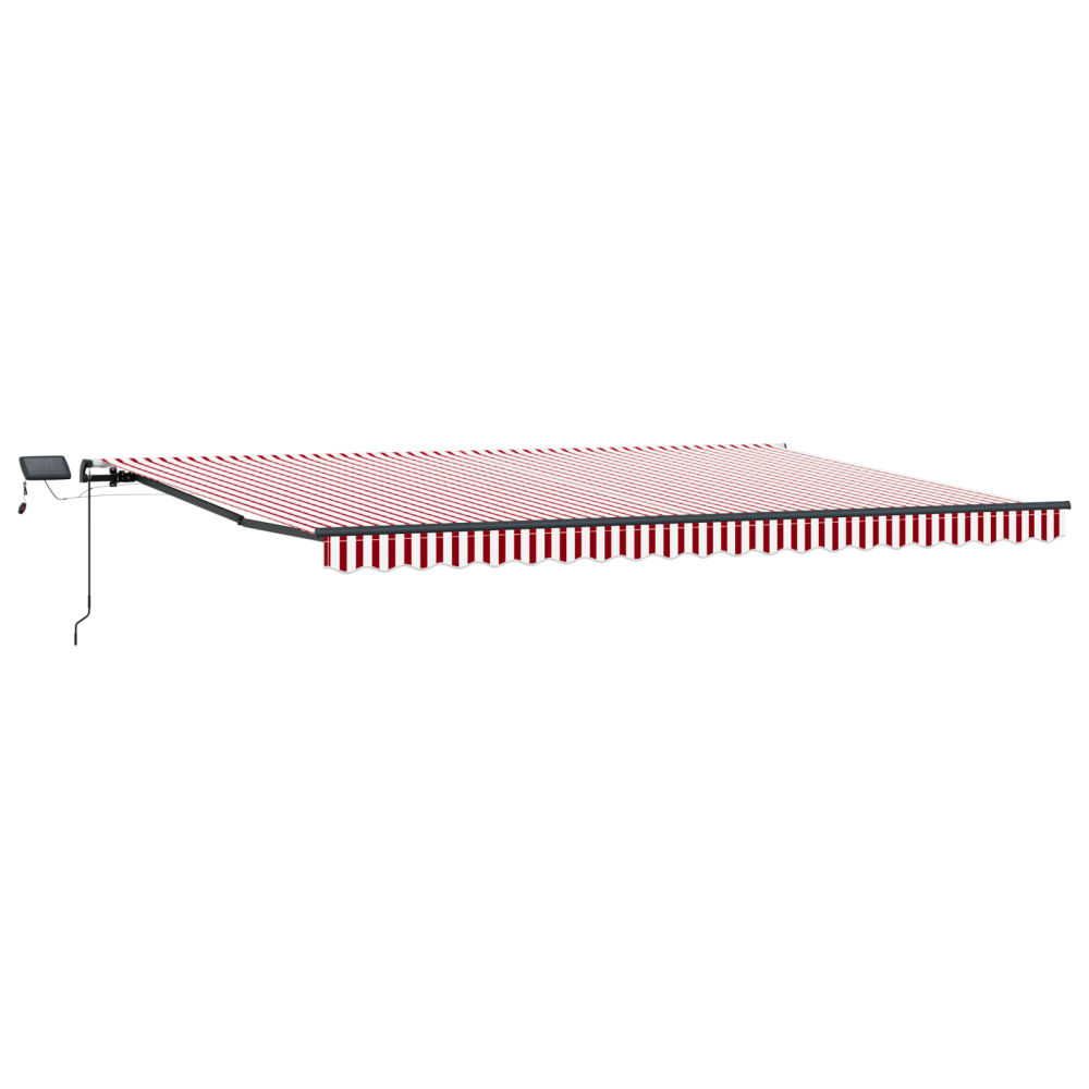 Produktbild för Utdragbar markis Röd och Vit 500 × 300 cm Duk och Aluminium