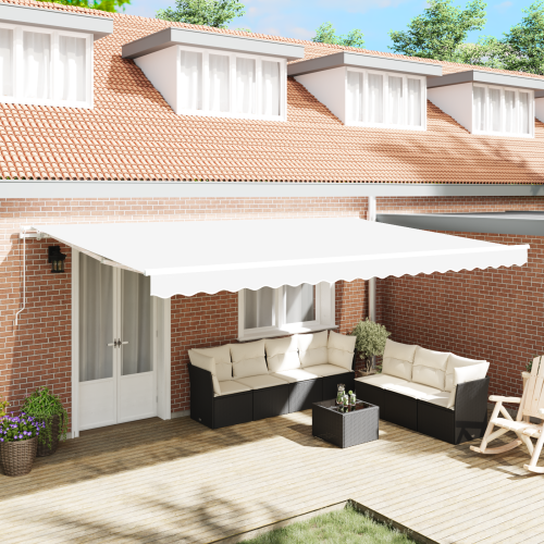 vidaXL Utdragbar markis Vit 500 x 300 x 165 cm Polyester och aluminium