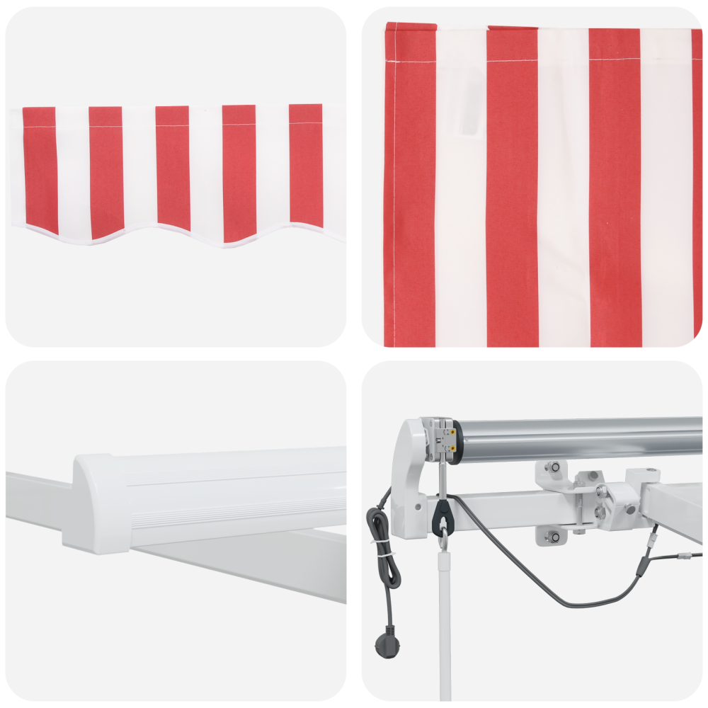 Produktbild för Markis tyg Röd och Vit 500 × 350 cm Polyester