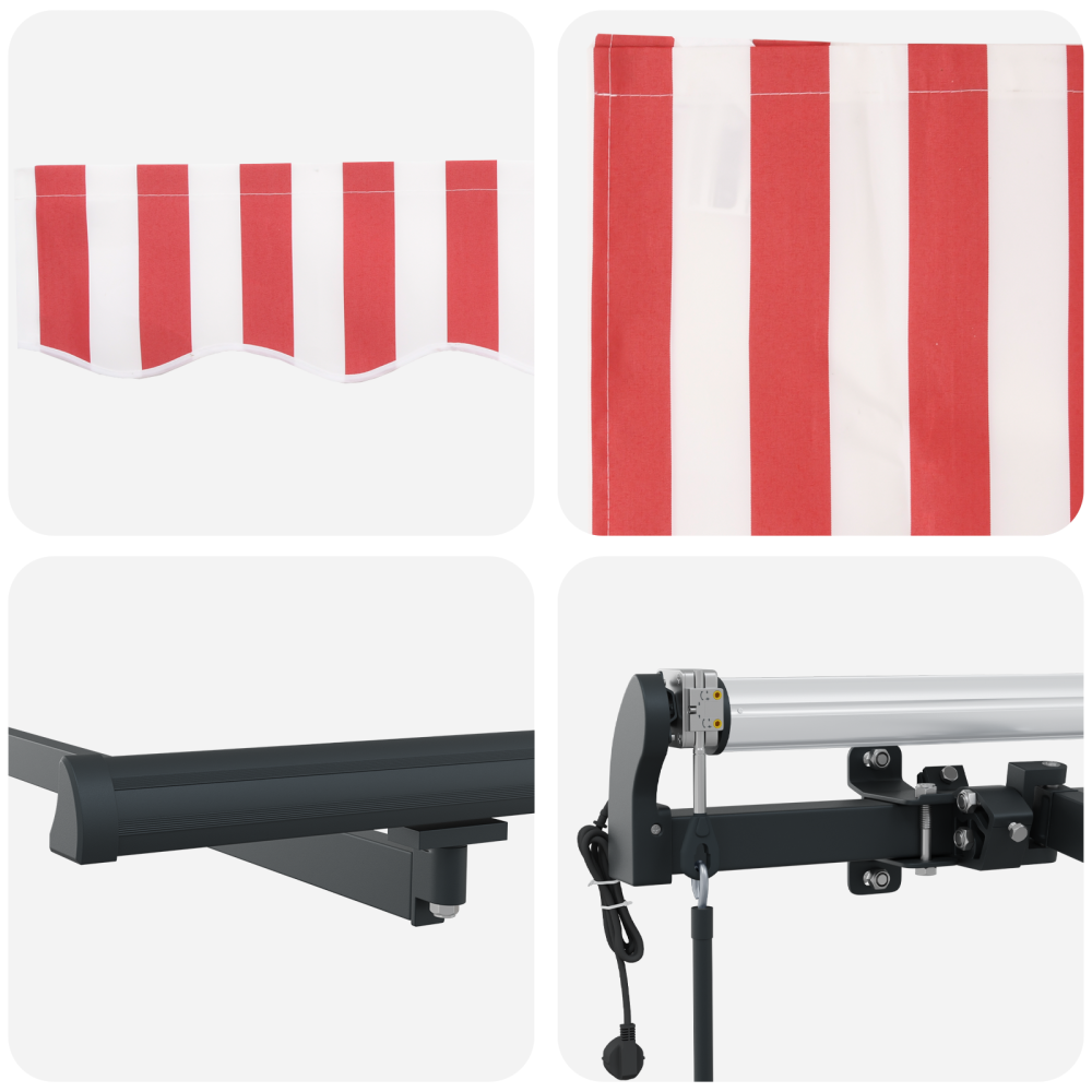 Produktbild för Utdragbar markis Röd och Vit 500 × 350 cm Duk och Aluminium