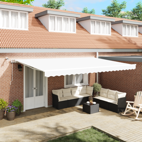 vidaXL Utdragbar markis Vit 500 × 350 cm Polyester