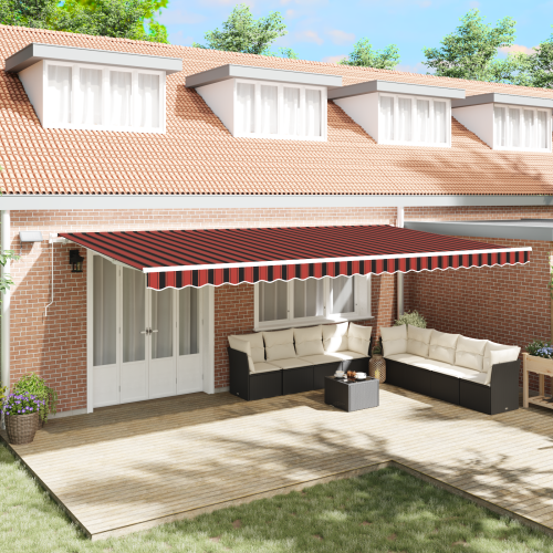 vidaXL Utdragbar markis orange och brun 600 × 300 cm Duk och Aluminium