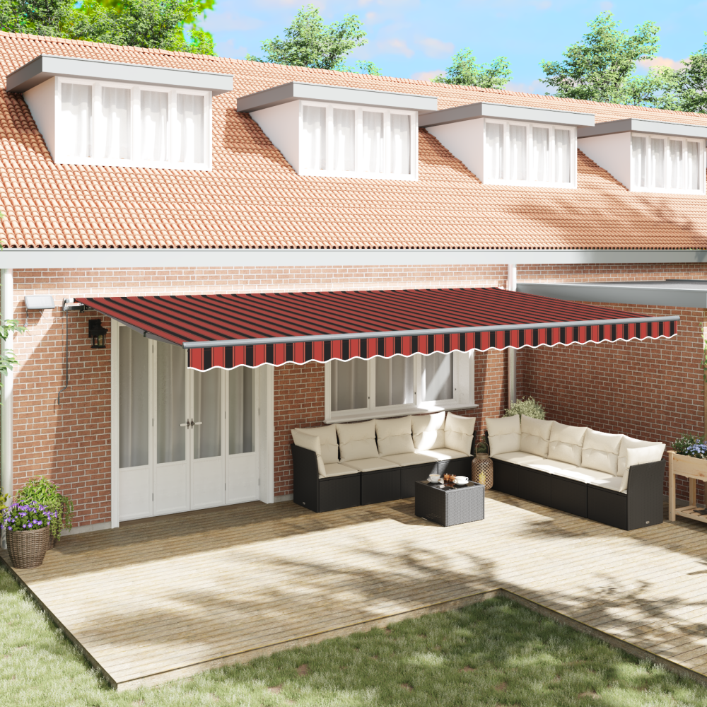 Produktbild för Utdragbar markis orange och brun 600 × 300 cm Duk och Aluminium