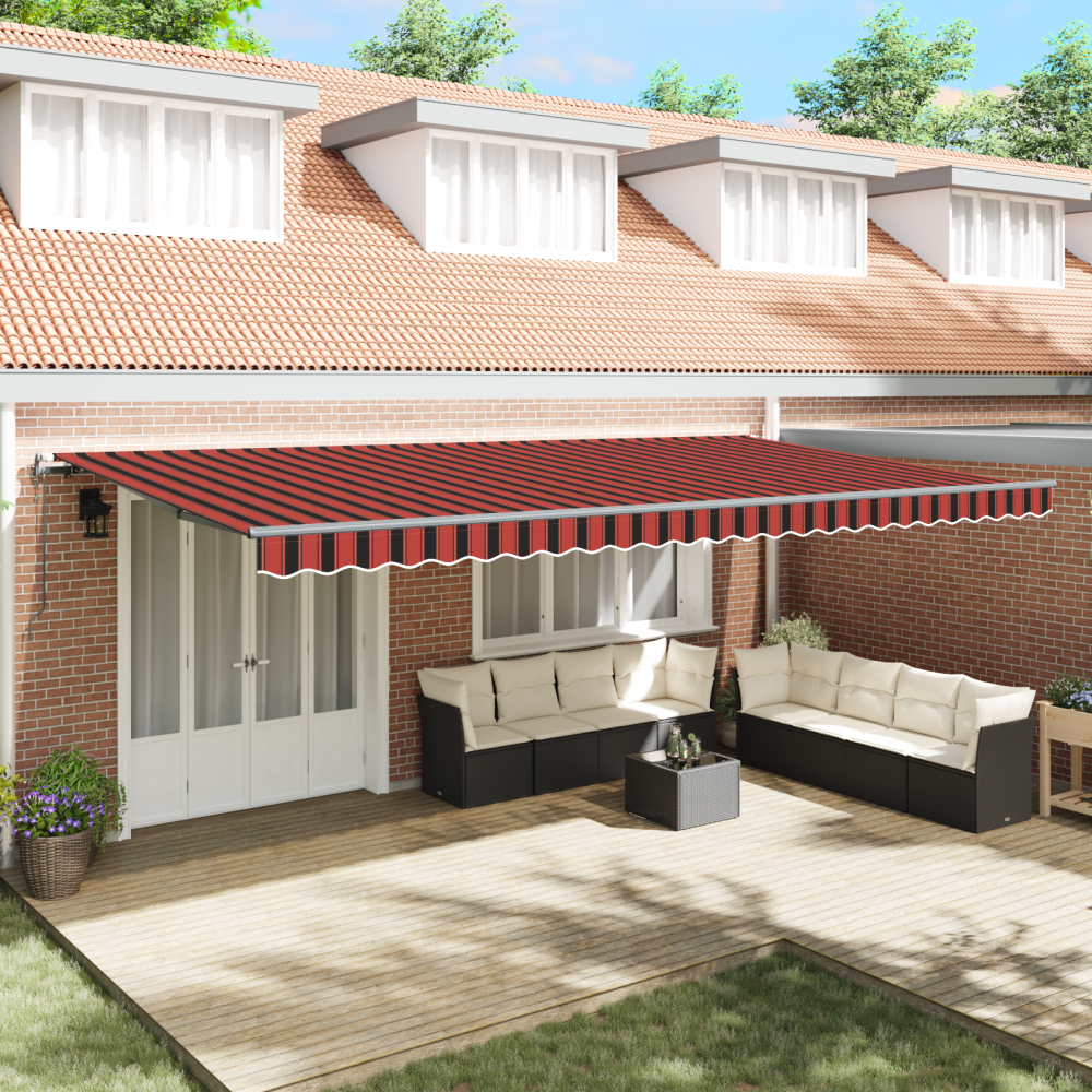 Produktbild för Utdragbar markis orange och brun 600 × 300 cm Duk och Aluminium