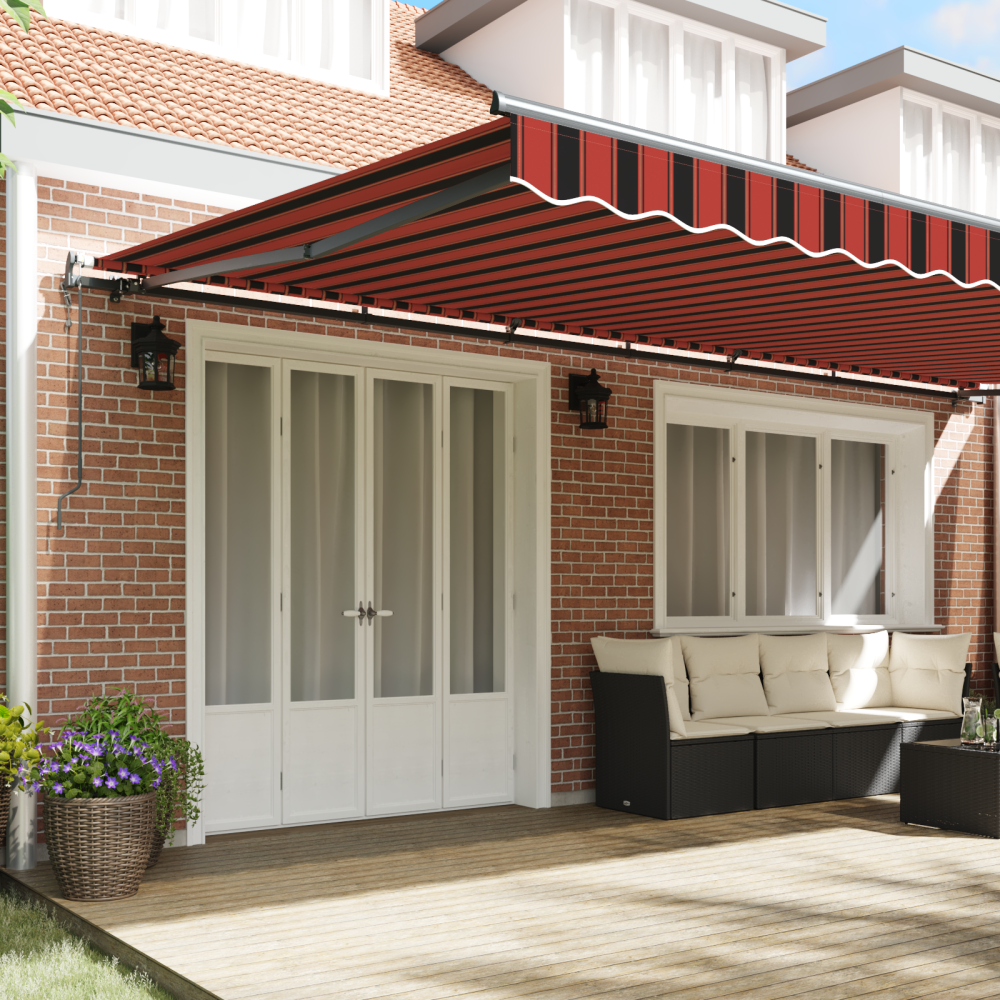 Produktbild för Utdragbar markis orange och brun 600 × 300 cm Duk och Aluminium